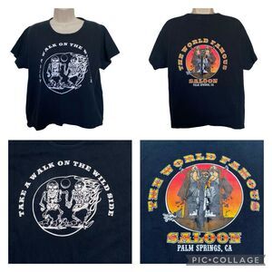 Take a Walk On the Wild Side World Famous Saloon Cropped Tee Palm Springs Sz L